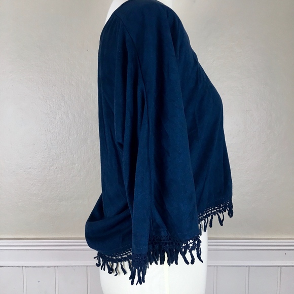 FLYING TOMATO Embroidered Fringe Cape Poncho XS - Picture 6 of 8